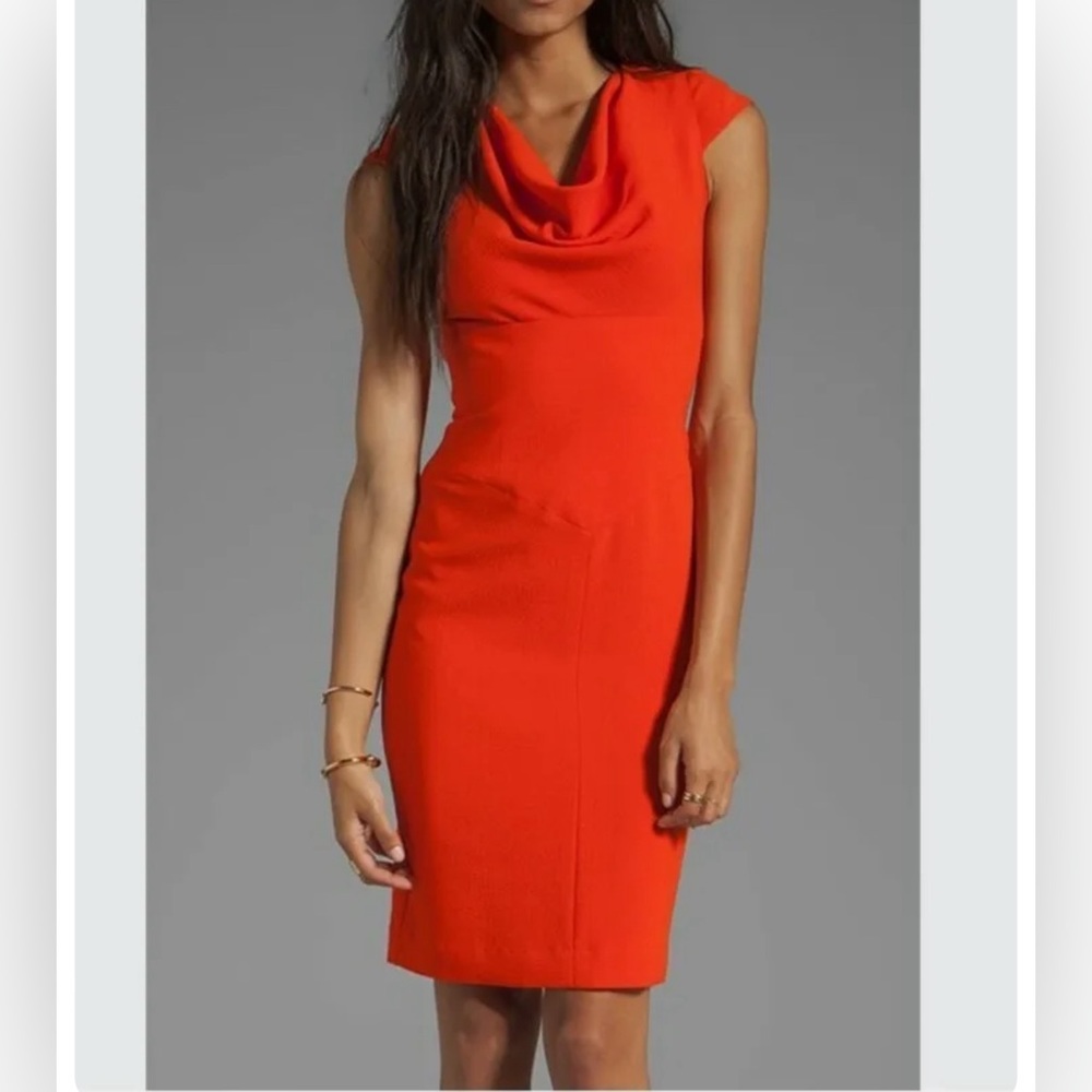 Black Halo cowl neck orange 🍊 sheath